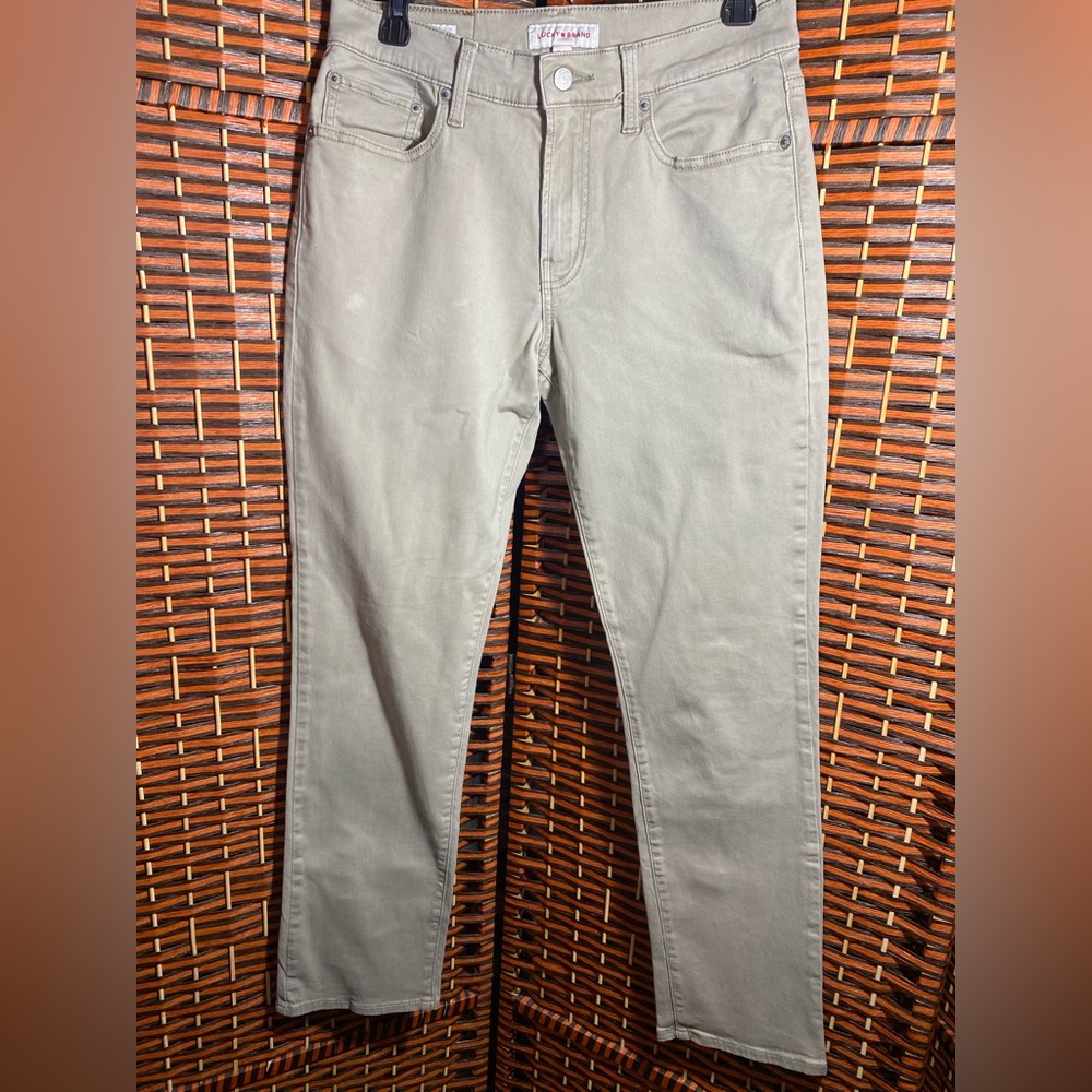 Lucky Brand 410 Athletic Straight Jeans Men’s 30x30 Khaki Stretch Denim Pants